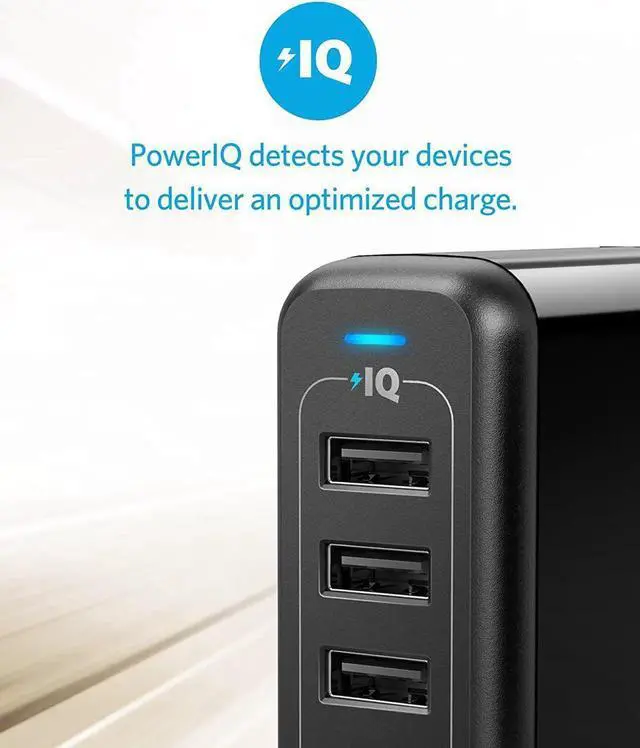 Alt view image 4 of 7 - Charger 40W 4-Port USB Phone Charger with Foldable Plug PowerPort 4 for iPhone 14/13 Series iPad Pro/Air/Mini Galaxy S23/S22/S21 Note 20 Ultra LG Nexus HTC and More