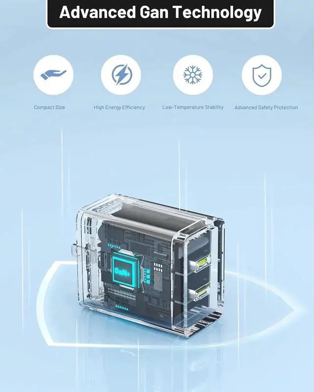 Alt view image 2 of 7 - 45W Super Fast Charger USB C Supports Super Fast Charging 2.0 Foldable GaN PPS Fast Dual Port Wall Charger for S25/S24/Note 20 MacBook Air iPad iPhone 16/15 and More Series