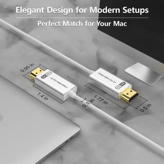 Alt view image 6 of 7 - JAENFONG HDMI 2.1 Cable 50ft White 4K 8K Fiber Optic HDMI Cable[8K@60Hz 4K@120Hz 48Gbps Dynamic HDR eARC HDCP 2.2&2.3 3D] Compatible with 4090 RX 7900 XTX Monitor PS5 Soundbar