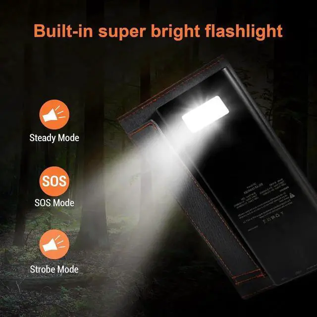 Alt view image 4 of 5 - JAENFONG Portable-Solar-Panel-Charger-20W Foldable Solar Charger with 20000mAh Power Bank and USB-C Fast Charging/LED Flashlight Compatible with iPhone iPad Galaxy for Outdoor Camping Backpacking