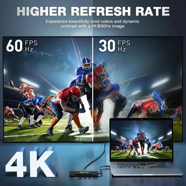 Alt view image 6 of 7 - JAENFONG USB C Hub USBC to 4K@60 Hz HDMI Adapter with 100W PD 8-in-1 USB-C Dongle Multiport Dock Compatible for MacBook HP Laptops-Midnight Black