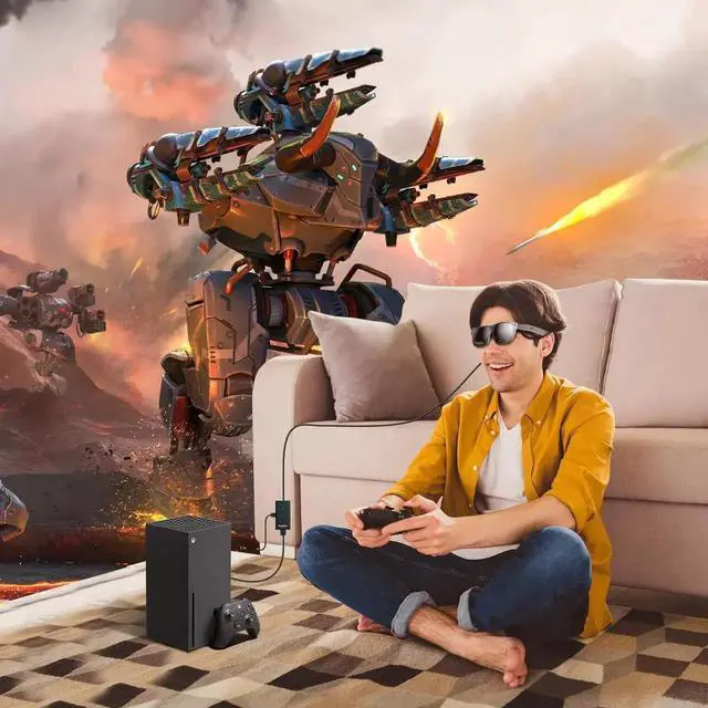 Alt view image 6 of 6 - JAENFONG HDMI to USB C Adapter 4K@60Hz HDMI to Type C Adapter for XREAL One/Air 2 Pro/Air 2 Viture Pro/One RayNeo Air 2s Rokid AR Glasses Portable Monitor from PS5/4 Xbox Switch Laptop PC Dark Green