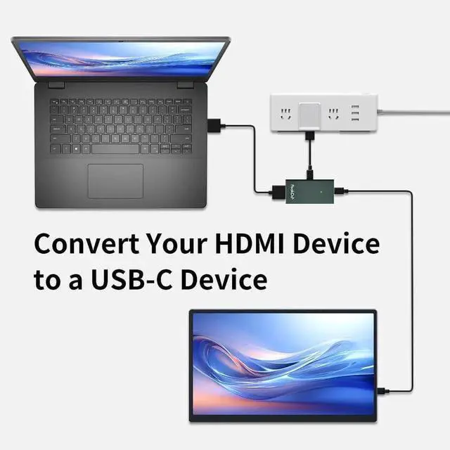 Alt view image 4 of 6 - JAENFONG HDMI to USB C Adapter 4K@60Hz HDMI to Type C Adapter for XREAL One/Air 2 Pro/Air 2 Viture Pro/One RayNeo Air 2s Rokid AR Glasses Portable Monitor from PS5/4 Xbox Switch Laptop PC Dark Green