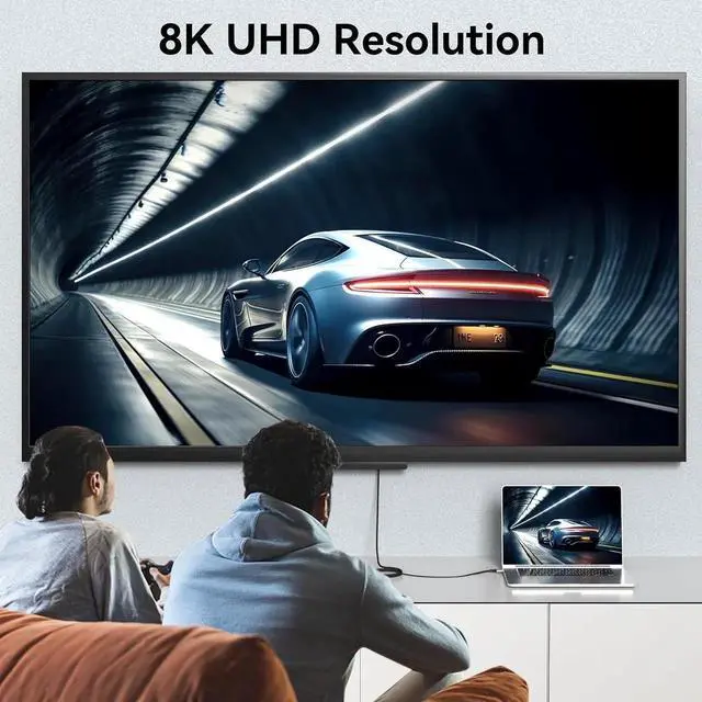 Alt view image 7 of 7 - JAENFONG 8K USB C to HDMI 2.1 Cable 10Ft 48Gbps USB Type-C to HDMI Braided Cord (8K@60Hz 4K@120Hz) Compatible with Thunderbolt 4/3 for iPhone 15/15Promax MacBook Air iPad XPS 17