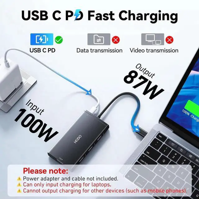 Alt view image 7 of 7 - JAENFONG USB C Docking Station Dual Monitor Adapter for HP Laptop Docking Station 3 Monitors Quadruple Display USB C Hub Dongle to 4K HDMI+DisplayPort+VGA 3 USB2.0 100W PD 8 in 1 Thunderbolt Dock