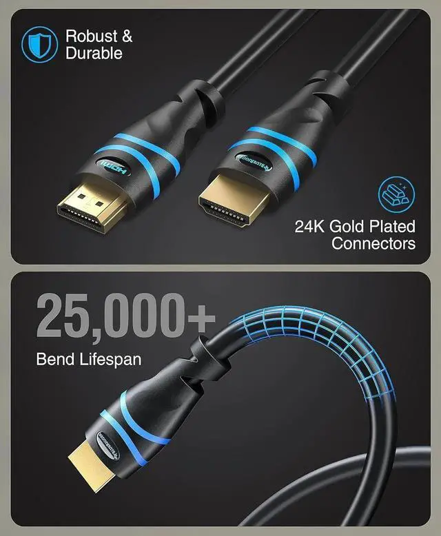 Alt view image 5 of 7 - JAENFONG 4K HDMI Cable 35FT (4K 30Hz HDR10 in-Wall CL3 Rated High Speed HDCP2.2 eARC) - Long HDMI Cable Compatible with Home Theatre HDTV Gaming Consoles Streaming Devices