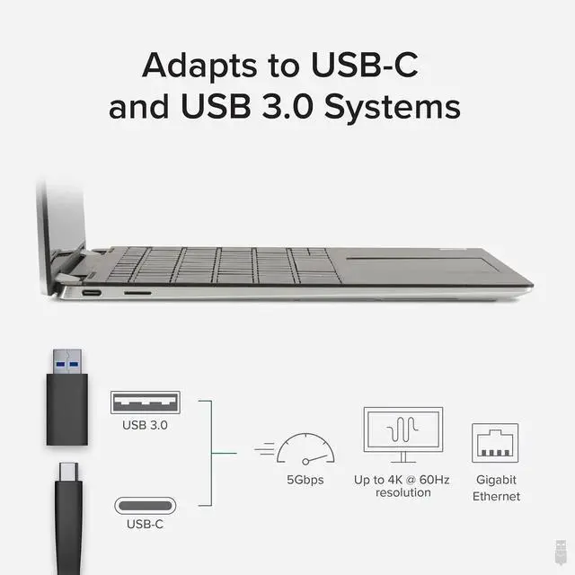 Alt view image 2 of 7 - JAENFONG 4K DisplayPort and HDMI Dual Monitor Adapter for USB 3.0 and USB-C Compatible with Windows and ChromeOS