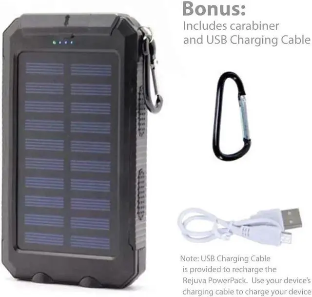 Alt view image 2 of 6 - JAENFONG Power Bank Compatible with Galaxy A51 - Solar Rejuva PowerPack (10000mAh) Solar Powered Backup Power Bank 10000mAh - Jet Black
