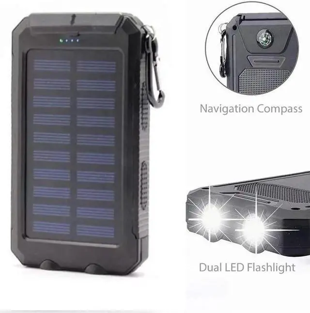 Alt view image 4 of 6 - JAENFONG Power Bank Compatible with Galaxy A51 - Solar Rejuva PowerPack (10000mAh) Solar Powered Backup Power Bank 10000mAh - Jet Black