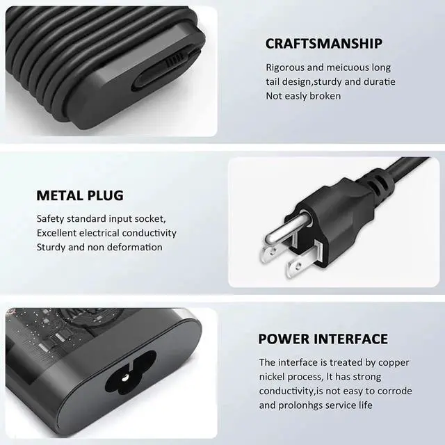 Alt view image 4 of 6 - GAN 100W USB C Laptop Charger for Latitude 5340 7640 7340 7440 5440 5540 9440 5289 5300 Precision 3540 3580 3480 3581 5480 5680 in-spiron 14 Plus 7430 7440 DA100PM220