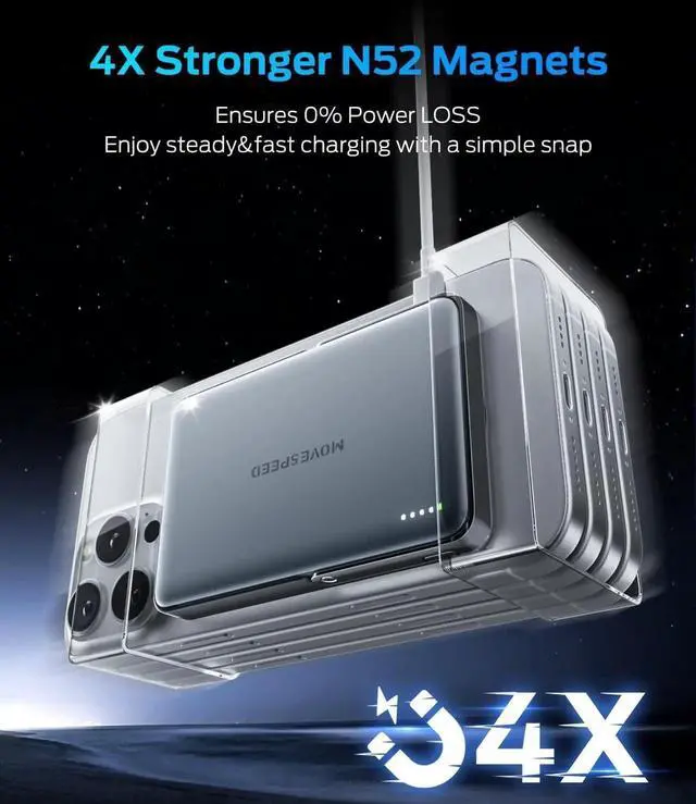 Alt view image 7 of 7 - 0.55 Slim 10000 mAh Magnetic Power Bank for iPhone with Kickstand 22.5W PD Fast Charging Magsafe Battery Pack for iPhone 16/15/14/13/12 Series Glacier Gray