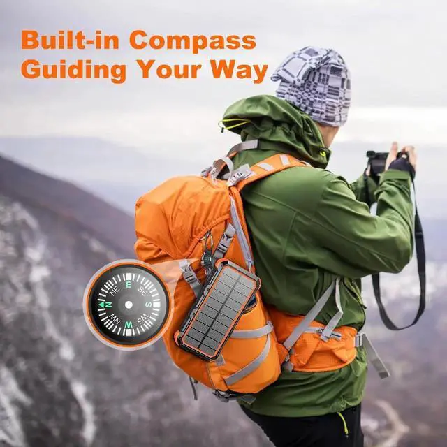 Alt view image 2 of 7 - Solar Charger Power Bank 49800mAh Wireless Charger QC 3.0 Fast Charging Power Bank 8 Outputs 4 Inputs Solar Portable Charger Compatible with All Mobile Devices SOS/Strobe/Strong Flashlights (orange)