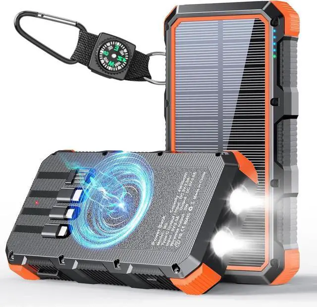 Main image of Solar Charger Power Bank 49800mAh Wireless Charger QC 3.0 Fast Charging Power Bank 8 Outputs 4 Inputs Solar Portable Charger Compatible with All Mobile Devices SOS/Strobe/Strong Flashlights (orange)