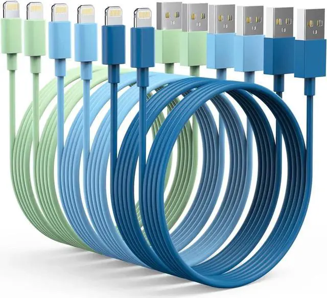 Main image of JAENFONG 6Pack iPhone Charger (3/3/6/6/6/9 FT) MFi Certified Multiple Colour Lightning Cable Fast Charging High Speed Transfer Cord for iPhone 14 13 12 11 Pro Max XR XS X 8 7 6 Plus SE iPad