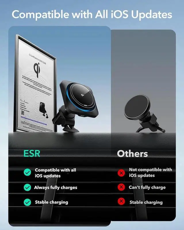 Alt view image 3 of 7 - for Qi2 15W MagSafe Car Mount Charger with CryoBoost Phone Cooling MagSafe Car Charger Air Vent/Dashboard Wireless Charging for iPhone 16/15/14/13/12 Galaxy S25 Series Fast Charger Black