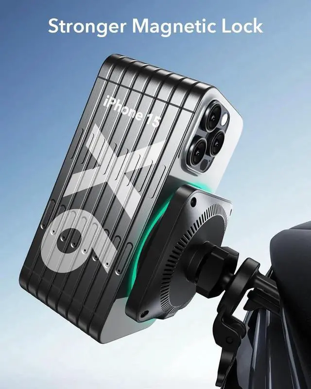 Alt view image 2 of 7 - for Qi2 15W MagSafe Car Mount Charger with CryoBoost Phone Cooling MagSafe Car Charger Air Vent/Dashboard Wireless Charging for iPhone 16/15/14/13/12 Galaxy S25 Series Fast Charger Black