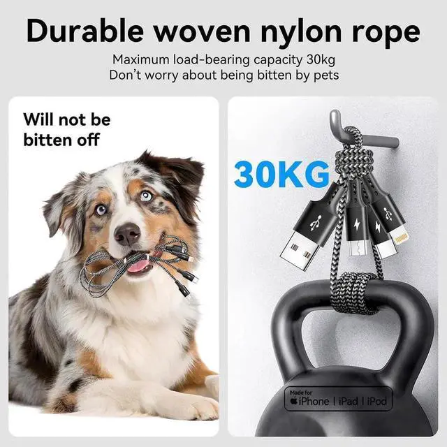 Alt view image 6 of 7 - JAENFONG 3 in 1 Multiple Charging Cable(2Pack 4Ft) Braided Multi Charger Cord Fast Charging Cable Universal USB Cable with Type C/Micro USB Port for Cell Phones iPhone 16 15 14 13 Series Tablets More