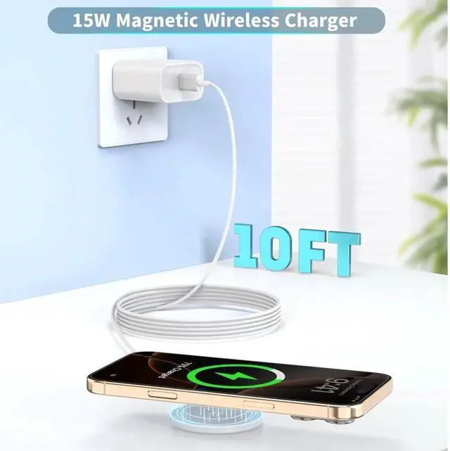 Alt view image 6 of 7 - Long Magnetic Wireless Charger 10FT iPhone Fast Mag Safe Charger Mag-Safe Charging Magnet Charge Pad 10Feet 2Pack Compatible with iPhone 16 Pro Max/16 Pro/16 Plus/16/iPhone 15 Pro Max/14/13/12/AirPods