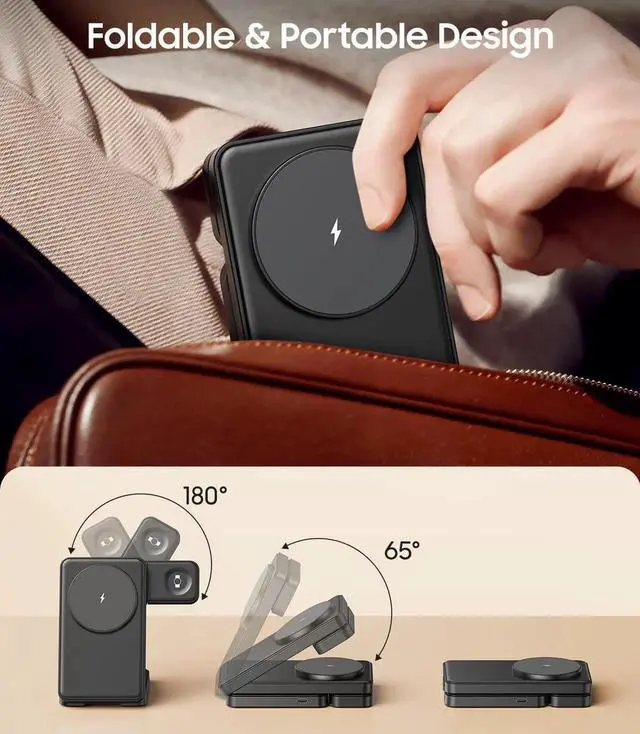 Alt view image 5 of 7 - 3 in 1 Magnetic Foldable Wireless Charger for Fast Mag-Safe Charging Station for Galaxy S25 S24 S23 Ultra Plus/Z Fold/Flip 7/6/5 Charger Stand for Galaxy Watch Ultra /8/7/6/5/Pro for Buds