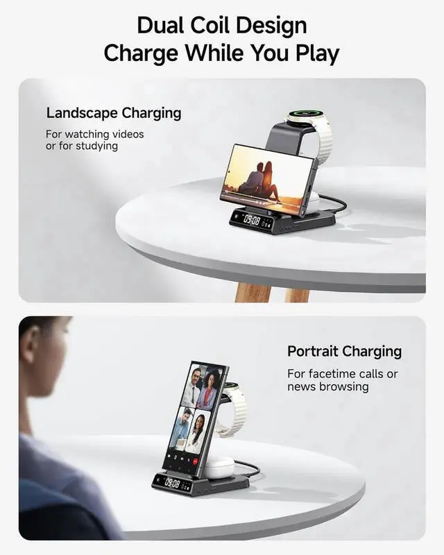 Alt view image 4 of 7 - Wireless Charger for 3 in 1 Wireless Charging Station for Galaxy S25 Ultra/S24 Ultra/S23/S22/Note 20/Z Flip 7/Fold 6 Charger for Galaxy Watch Ultra/8/7/6 Galaxy Buds 3/3 Pro