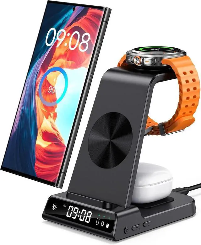 Main image of Wireless Charger for 3 in 1 Wireless Charging Station for Galaxy S25 Ultra/S24 Ultra/S23/S22/Note 20/Z Flip 7/Fold 6 Charger for Galaxy Watch Ultra/8/7/6 Galaxy Buds 3/3 Pro