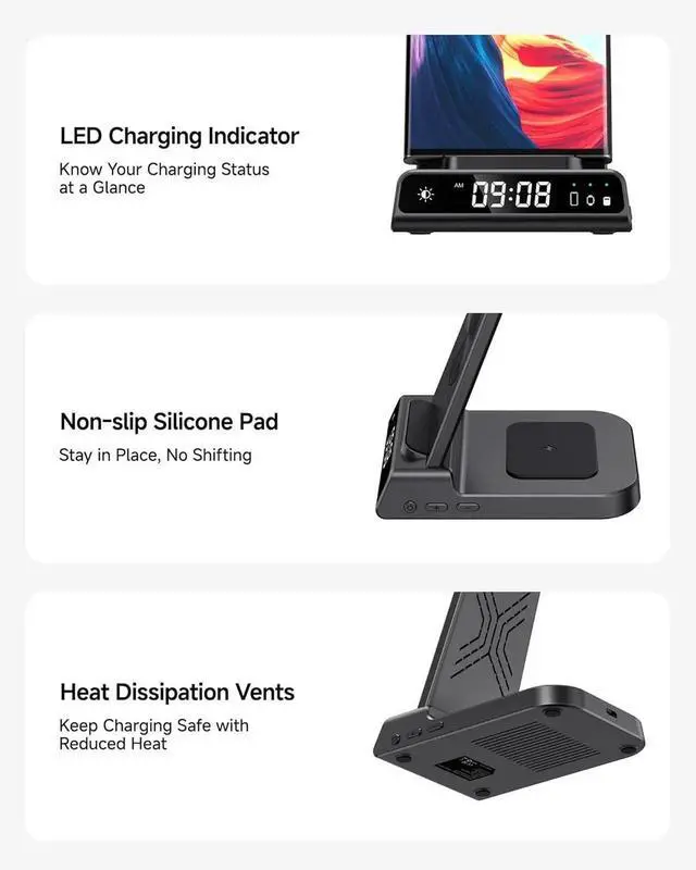 Alt view image 7 of 7 - Wireless Charger for 3 in 1 Wireless Charging Station for Galaxy S25 Ultra/S24 Ultra/S23/S22/Note 20/Z Flip 7/Fold 6 Charger for Galaxy Watch Ultra/8/7/6 Galaxy Buds 3/3 Pro