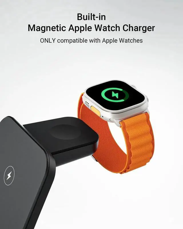 Alt view image 2 of 7 - Wireless Charger for Thick Cases of 10MM/Otterbox/Popsocket Compatible 3 in 1 Charging Dock for iPhone 16 15 14 13 12 Pro Max Charging Station for Multiple Devices for Watch/AirPods