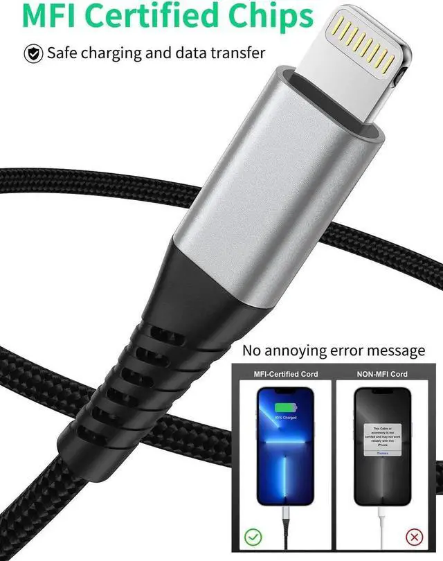 Alt view image 6 of 7 - JAENFONG 2FT USB C to Lightning Cable Short 3Pack iPhone Charging Cable USB C Braided 2 Foot Type C to Lightning Cable PD Fast Charging for iPhone 14 13 12 11 Pro Max Mini 10 8 7 Plus XR XS SE AirPods