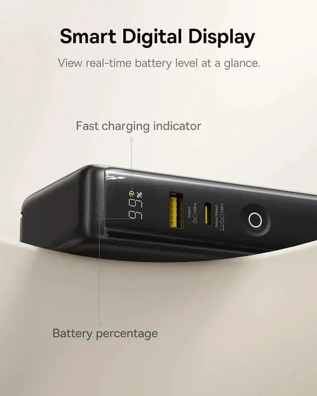 Alt view image 6 of 7 - JAENFONG Nomos Power Bank 67W Foldable Wall Plug and 10 000mAh 35W Portable Charger 3-in-1 Travel Essentials Battery Pack Built-in USB-C Cable for iPhone 16 15 Series MacBook Laptop