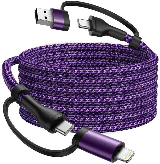Main image of JAENFONG USB C to Lightning Cable 60W 4 in 1 Fast Charging Cable MFi Certified USB A to Lightning Cord Nylon 6ft USB C to USB C Charger Cord for iPhone 16 15 14 Pro/iPad/ S25/MacBook/Switch 2