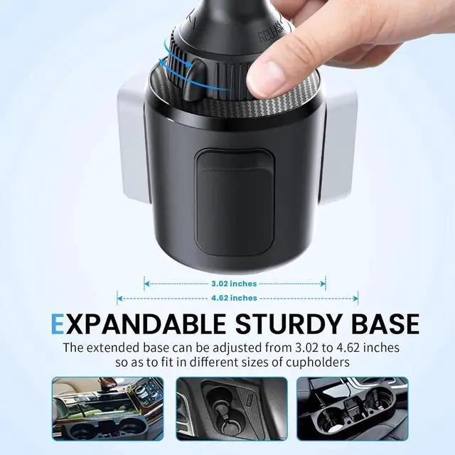 Alt view image 2 of 7 - Car Cup Phone Holder Wireless Charger with QC 3.0 Adapter 15 Watt Qi Fast Charging Compatible with iPhone 11/12/13/14/15/16/Pro/Max/Plus and Universal All Models Phone Holder