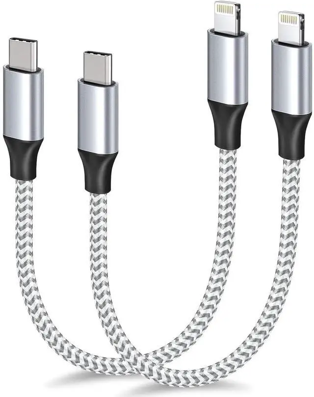 Main image of 1ft USB C to Lightning Cable Short 2 Pack PD USB C iPhone Charger Cable MFi Certified 12 inch Fast Charging Type C to Lightning Cord Nylon Braided for iPhone 14/13/12/11Pro/X/XR/XS/8/7/6s/Plus/iPad