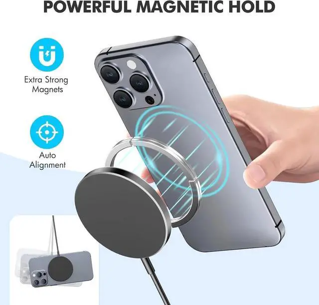 Alt view image 5 of 7 - 3-Pack Magnetic Wireless Charger Pad: 15W Fast Magnetic Qi Charging Pad for - iPhone 16 16e 15 14 13 12 Series - AirPods 4 3 2 Pro - Home Office Travel (Black)