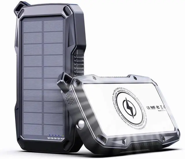 Main image of JAENFONG ABFOCE Solar Power Bank 10000mAh with 22.5W Fast Charging Sensor Alarm 15W Wireless Charger LED Flashlight Battery Pack Solar Panel Charger for iPhone 16 15 14 iPad Outdoor Camping Hiking