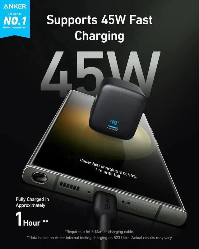 Alt view image 3 of 6 - 45W USB C Charger Block Foldable PPS Fast Charger for iPhone 16/15 and More Series Supports Super Fast Charging 2.0 for Galaxy S24 Ultra