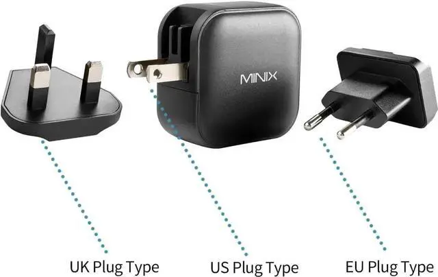 Alt view image 6 of 7 - 66W Turbo 3-Port GaN Wall Charger 2 x USB-C Fast Charging Adapter 1 x USB-A Quick Charge 3.0 Compatible with MacBook Pro Air iPad Pro iPhone 15/13/12 mini/11 Galaxy S9 S8 and More (NEO P1)