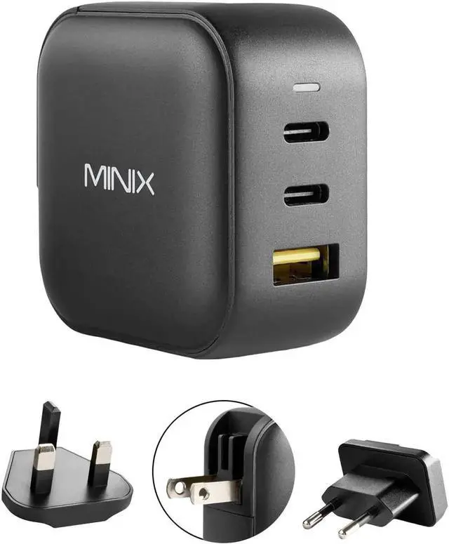 Main image of 66W Turbo 3-Port GaN Wall Charger 2 x USB-C Fast Charging Adapter 1 x USB-A Quick Charge 3.0 Compatible with MacBook Pro Air iPad Pro iPhone 15/13/12 mini/11 Galaxy S9 S8 and More (NEO P1)