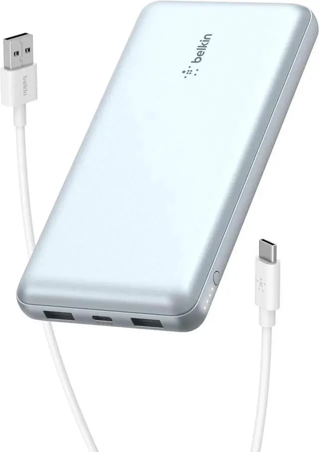 Main image of Portable Charger USB-C Power Bank 20 000mAh w/ 2 USB-A Ports 15W w/Type-A to Type-C Cable for iPhone 16 15 Plus Galaxy S25 Pixel iPad Nintendo Switch 2 & More - Pearl Blue