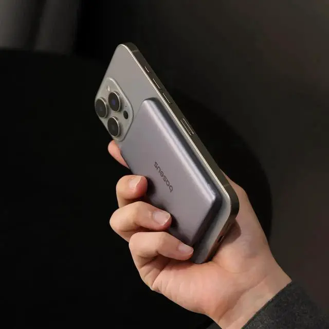 Alt view image 3 of 7 - Picogo Power Bank 0.3 Ultra Slim 5000mAh MagSafe Portable Charger with USB-C Braided Cable Card-Size Magnetic Battery Pack Alloy Wireless Fast Charger for iPhone 16/15/14/13/12 Lightweight