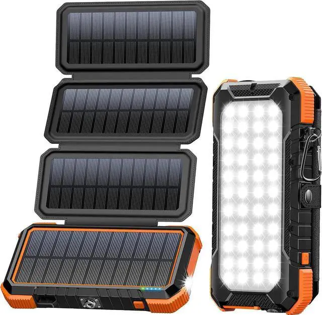 Main image of JAENFONG Solar Charger Power Bank PD 18W Fast Charging 20000mAh Battery Pack with 4 Foldable Panels Portable Solar Powered USB C Charger with Camping Flashlight Compass Carabiner for Cell Phone