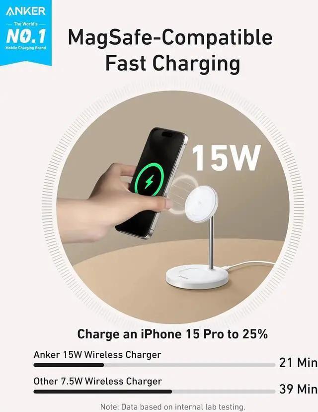 Alt view image 4 of 6 - MagSafe Compatible MagGo Charger Stand iPhone 16 Wireless Charger 2-in-1 Charging Station Qi2 Certified 15W Fast Charging for iPhone 16/15/14/13/12 (White No Adapter)