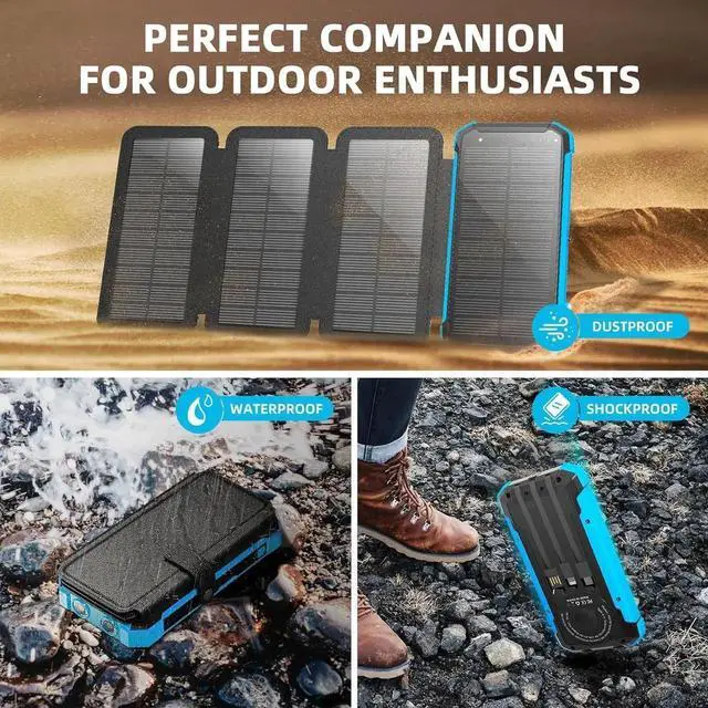 Alt view image 7 of 7 - Solar Charger Power Bank 20000mAh Portable Phone Charger with 1 Type-C & 2 USB-A Ports Built-in Dual LED FlashlightCompatible with iPhone & More Waterproof Solar Panel for Camping Hiking
Be the first