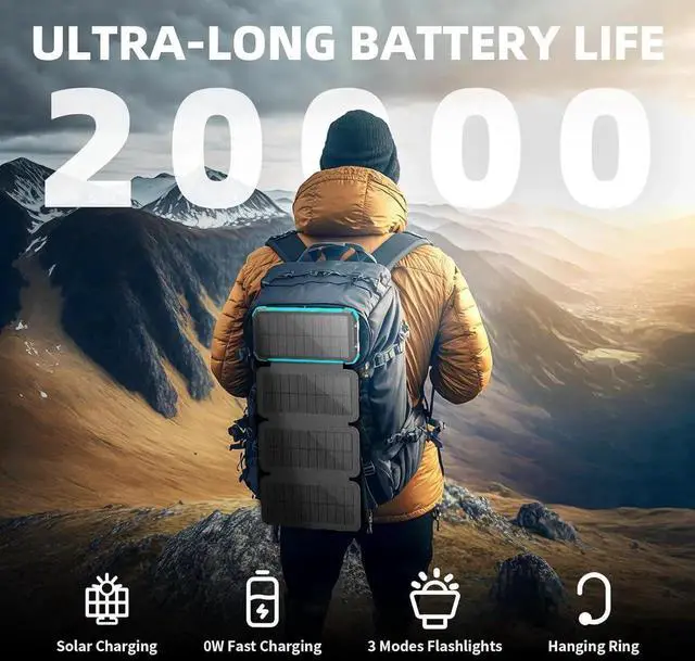Alt view image 4 of 7 - Solar Charger Power Bank 20000mAh Portable Phone Charger with 1 Type-C & 2 USB-A Ports Built-in Dual LED FlashlightCompatible with iPhone & More Waterproof Solar Panel for Camping Hiking
Be the first