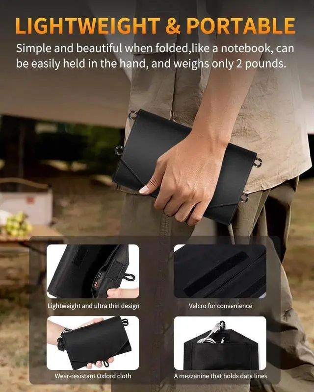 Alt view image 5 of 7 - JAENFONG 35W Portable Solar Panel Foldable Solar Charger with 5V/3A USB Suitable for Mobile Phones Tablets and Power Banks Suitable for RVs Backpacks and Hiking Trips