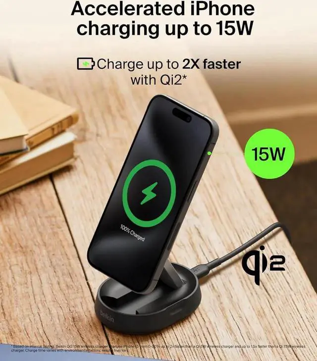 Alt view image 5 of 6 - Convertible Magnetic Charging Stand 15W - MagSafe-Compatible Fast Qi2 Charger for iPhone 15 14 16 16 Plus 16 Pro 16 Pro Max & More - Black