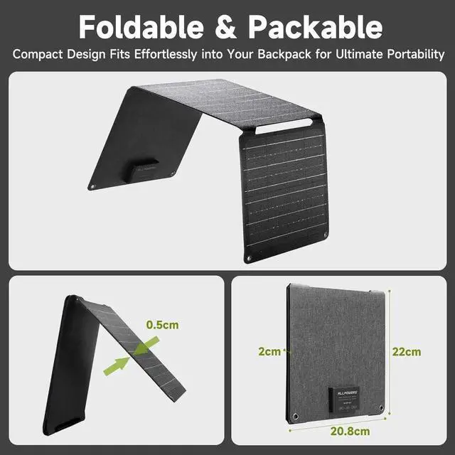 Alt view image 6 of 6 - JAENFONG 21W 5V Foldable Solar Panel Charger SP001 Solar Charging Kit with 5V USB-A and USB-C Charging IP67 Waterproof Portable Solar Panel for Smartphone Tablets Outdoor Camping Hiking
