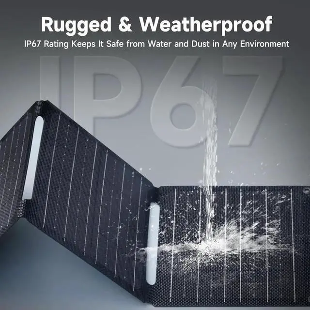 Alt view image 3 of 6 - JAENFONG 21W 5V Foldable Solar Panel Charger SP001 Solar Charging Kit with 5V USB-A and USB-C Charging IP67 Waterproof Portable Solar Panel for Smartphone Tablets Outdoor Camping Hiking