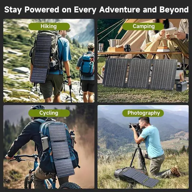 Alt view image 4 of 6 - JAENFONG 21W 5V Foldable Solar Panel Charger SP001 Solar Charging Kit with 5V USB-A and USB-C Charging IP67 Waterproof Portable Solar Panel for Smartphone Tablets Outdoor Camping Hiking