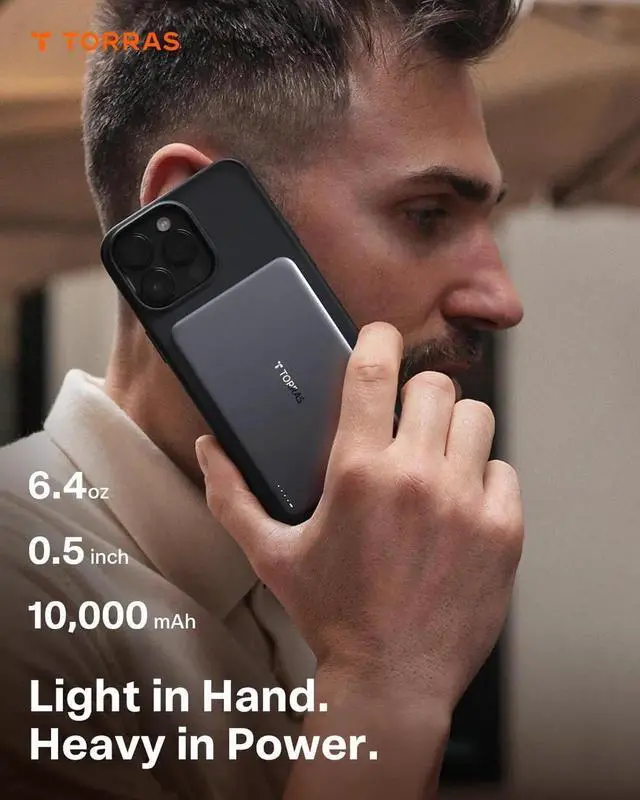 Alt view image 4 of 7 - MiniMag Power Bank Ultra-Slim 10 000mAh Magnetic Wireless Portable Charger 22.5W Fast Charging Battery Pack with USB-C Cable Designed for iPhone 16 Pro Max/16 Pro/16/15/14/13/12 Glacier Gray