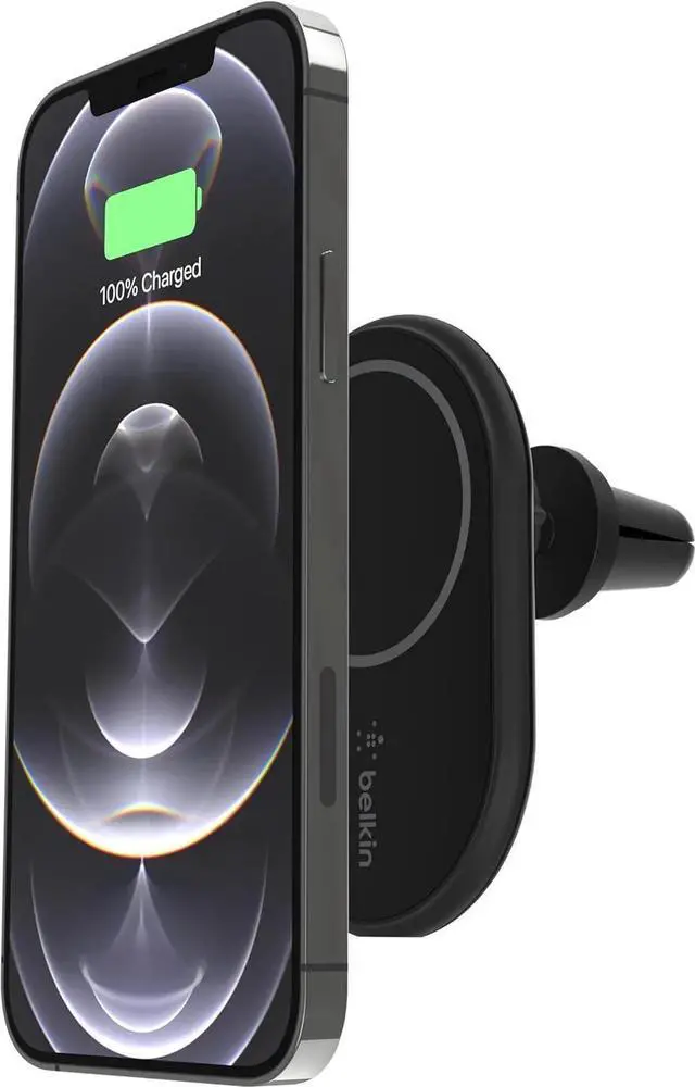 Alt view image 4 of 6 - MagSafe-Compatible Magnetic Wireless Car Charger 10W - BoostCharge Pro Wireless Charger Magnetic Car Vent Phone Mount for iPhone 16 iPhone 15 14 & 13 Series Power Supply Included - Black